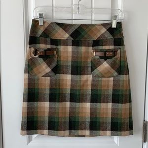 Loft plaid wool skirt